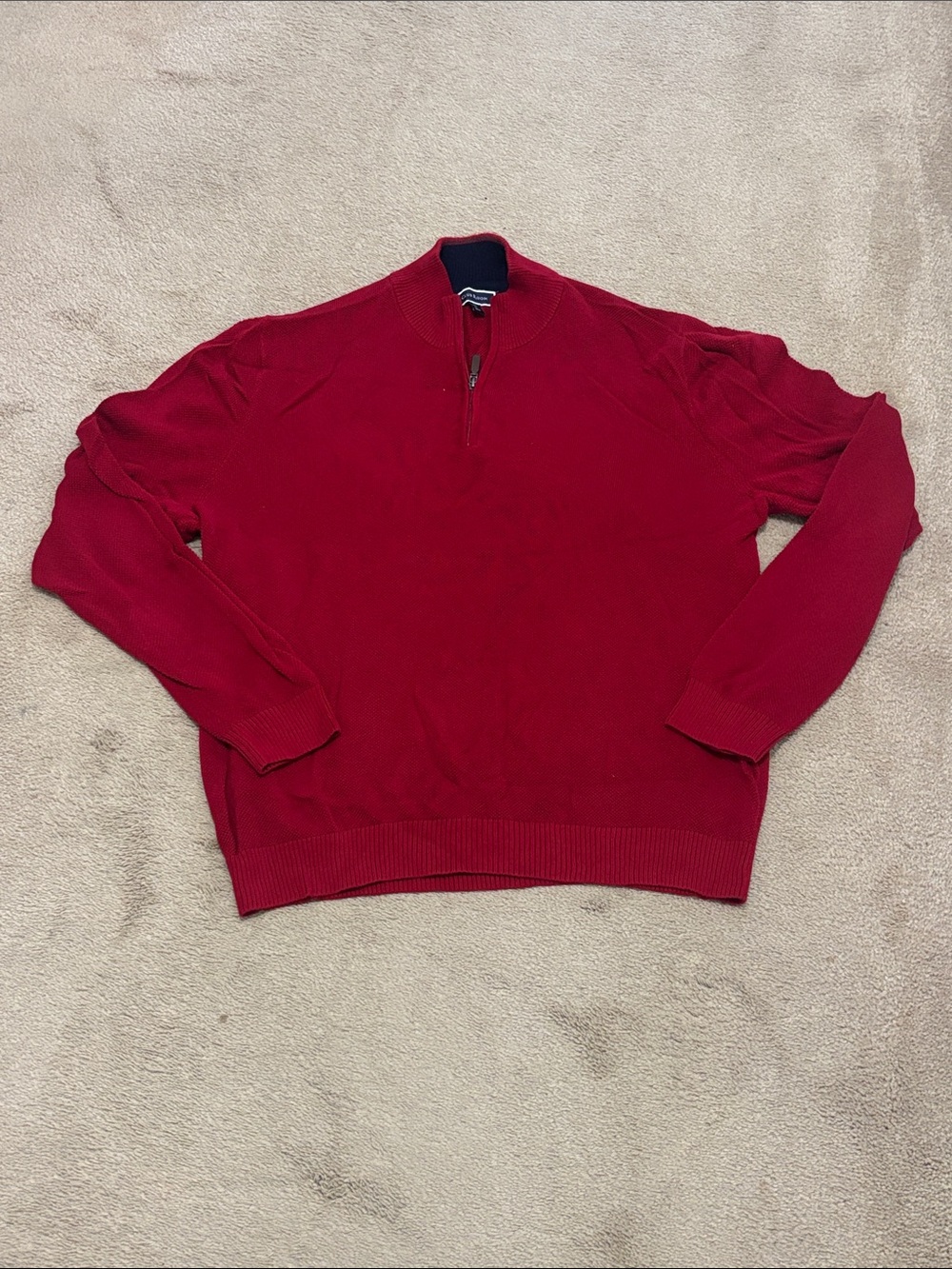 Club Room Men's Deep Red Half-Zip Sweater